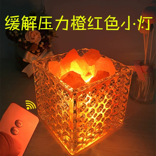 Crystal Salt Light Himalaya Rose Rock Aromatherapy Table Lamp Lucky Bedroom Bedside Warm Plug-in Dimming Night Light