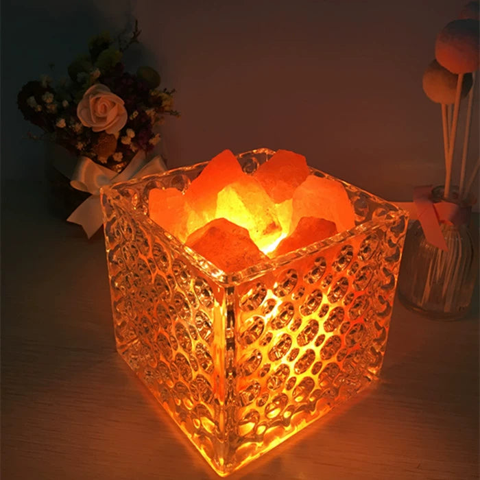 Crystal Salt Light Himalaya Rose Rock Aromatherapy Table Lamp Lucky Bedroom Bedside Warm Plug-in Dimming Night Light