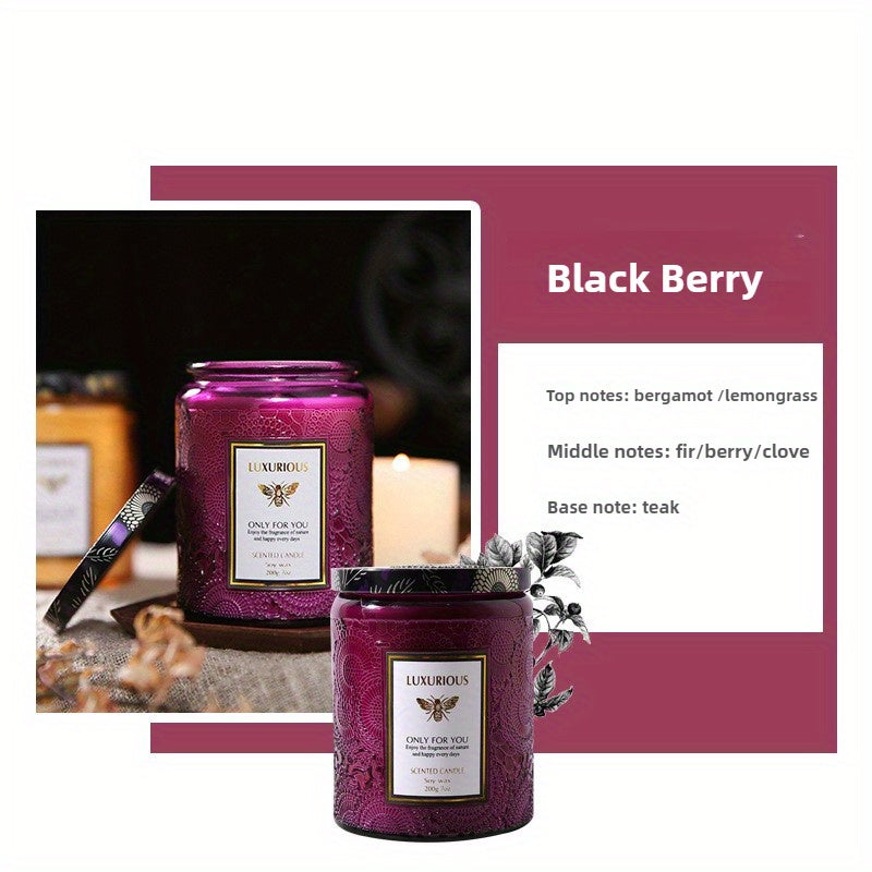 Scented Candles Large Wood Wicked Candles, Decorative Candles in Glass, Natural Soy Wax, 40 Hours Long Burning