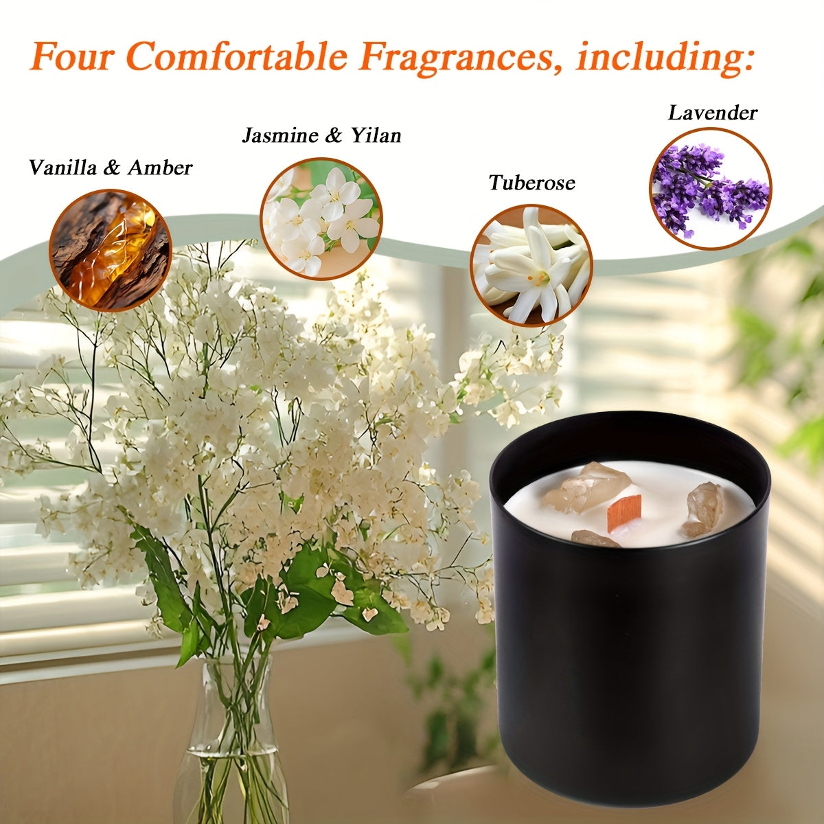 8pcs Gift Set, 44oz, 4 Scented Candles+4 Pads, Natural Crystal Candles Gift Set For Women Men, Nice Gift Set For Girlfriend, Wife, Sisters, Mom, Nurse, Employee, Christmas Gift, Thanksgiving Gift, Mother'S Day Gift, Birthday