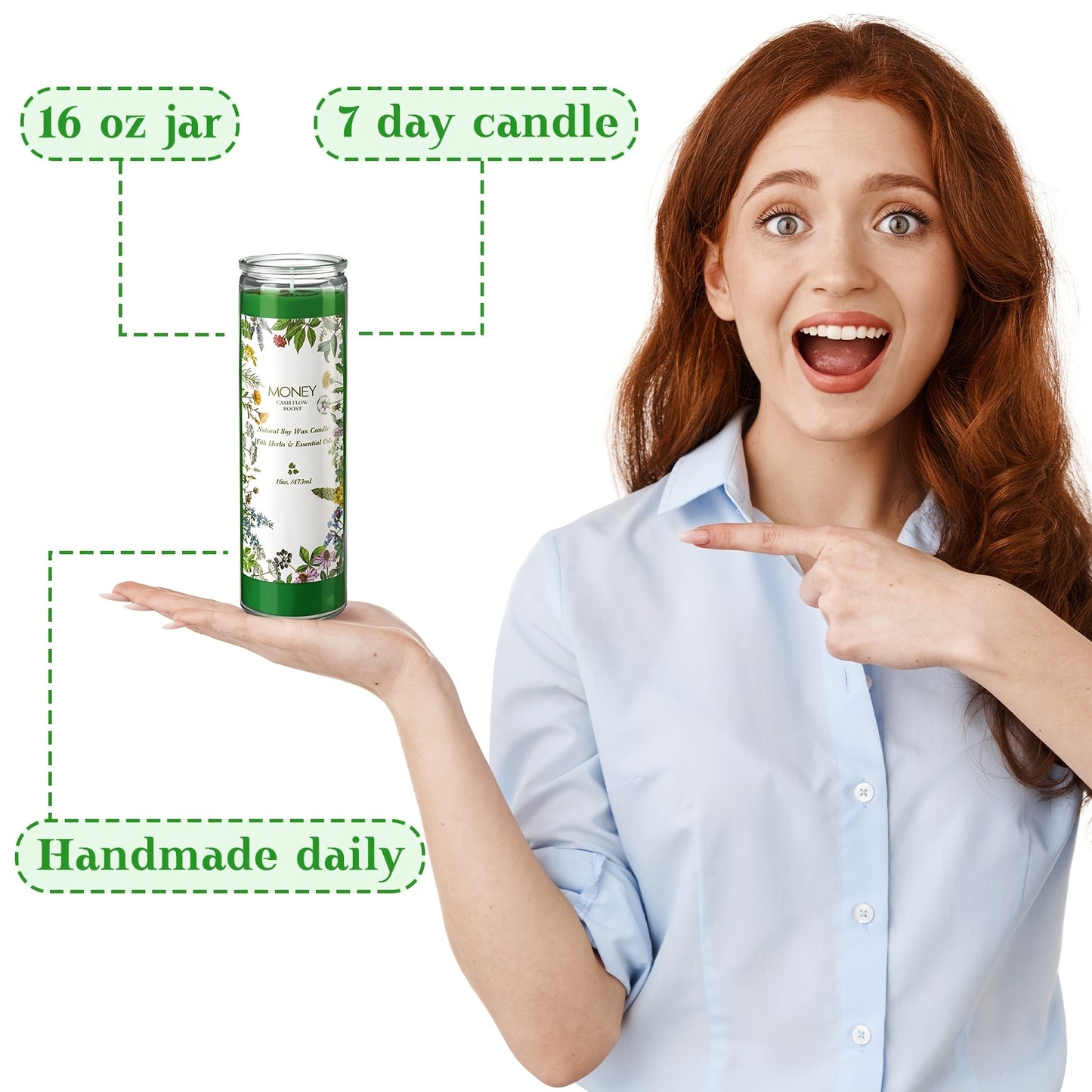 Yaomiao 2-Pack Soy Wax Scented Candles with Essential Oils & Herbs, Money Cash Flow Aroma for Prosperity & Abundance, Single-Wick, Glass Container, No Batteries Needed, Ideal for Christmas Holiday