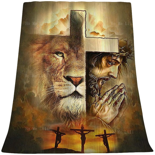 Lion Of Judah God Jesus Religious Christ Spiritual Holy Cross Ultra Soft Flannel Blanket By Ho Me Lili Indoor And Outdoor Use