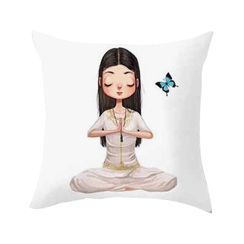 Yoga Meditation Pillowcase Decoration Car Sofa Cushion Cover Waist Cushion Home Decor Bedroom Decorative Sofa Car Throw Pillows