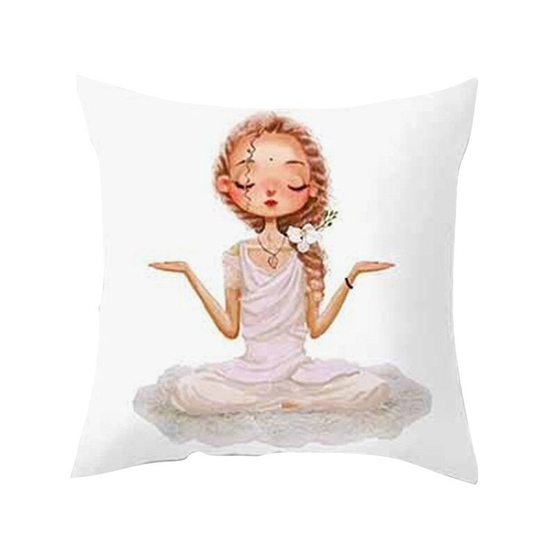 Yoga Meditation Pillowcase Decoration Car Sofa Cushion Cover Waist Cushion Home Decor Bedroom Decorative Sofa Car Throw Pillows