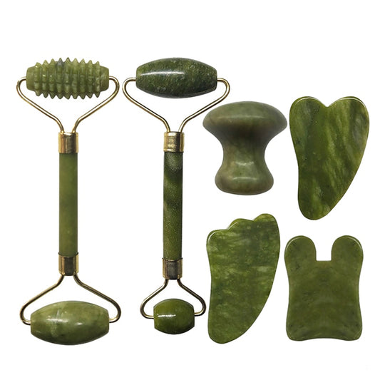 Natural Jade Roller Face Massager Real Stone Gouache Scraper For Face Yoni Eggs Kegel Exerciser Facial Massagers Crystal  Roller