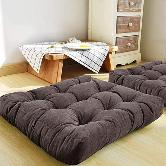 Inyahome Square Floor Seat Pillows Cushions Soft Thicken Yoga Meditation Cushion Pouf Tufted Corduroy Tatami Floor Pillow