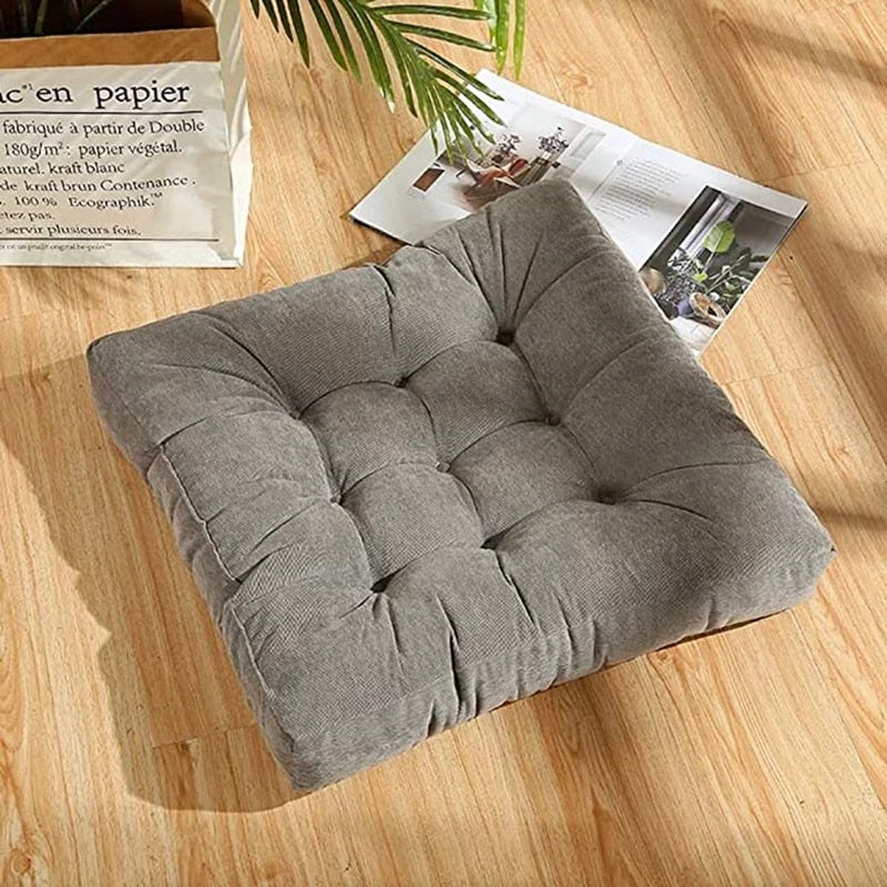 Inyahome Square Floor Seat Pillows Cushions Soft Thicken Yoga Meditation Cushion Pouf Tufted Corduroy Tatami Floor Pillow