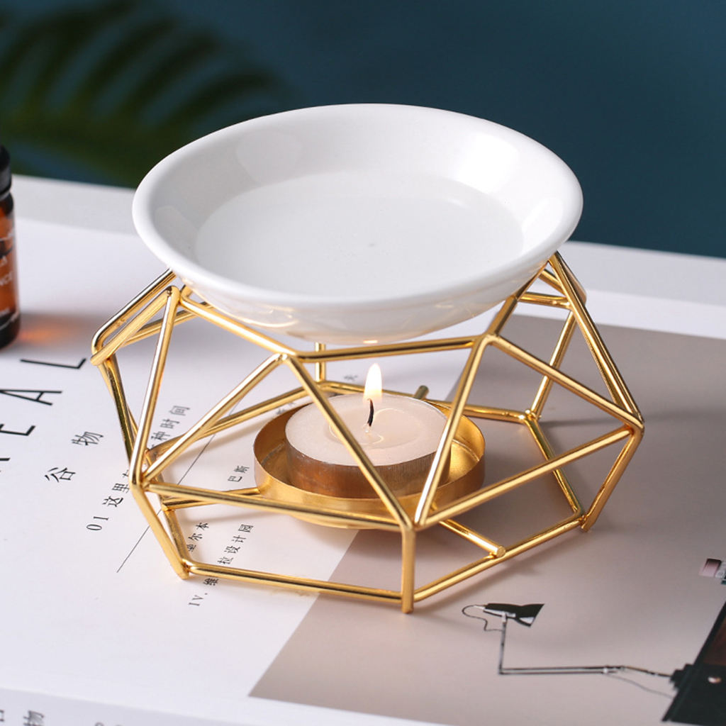 Geometric Fragrance Essential Oil Burner Incense Aroma Diffuser Warmer Spa Living Room Decor Aromatherapy Durable