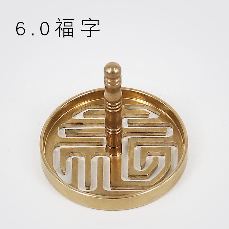 craftsman antique copper incense burner pure copperHome decoration household Zen Xuande stove plate sandalwood burner carving