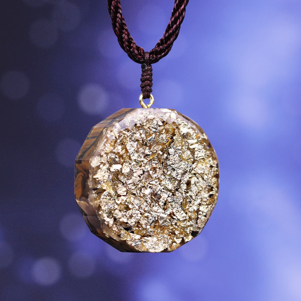 Orgonite Pendant Sri Yantra Necklace Tiger Eye Necklace Sacred Geometry Energy Healing Yoga  Jewelry