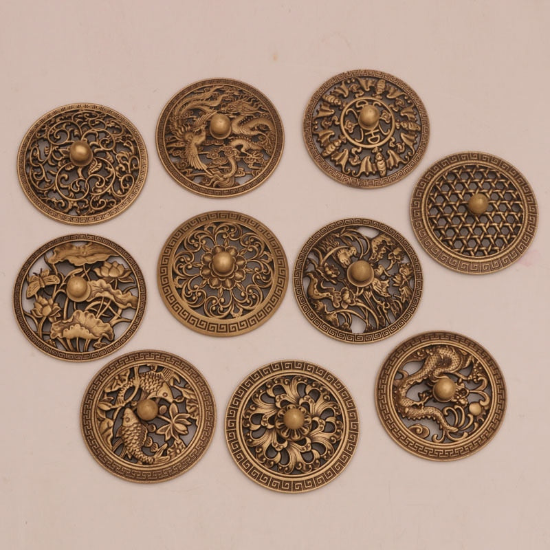 craftsman antique copper incense burner pure copperHome decoration household Zen Xuande stove plate sandalwood burner carving