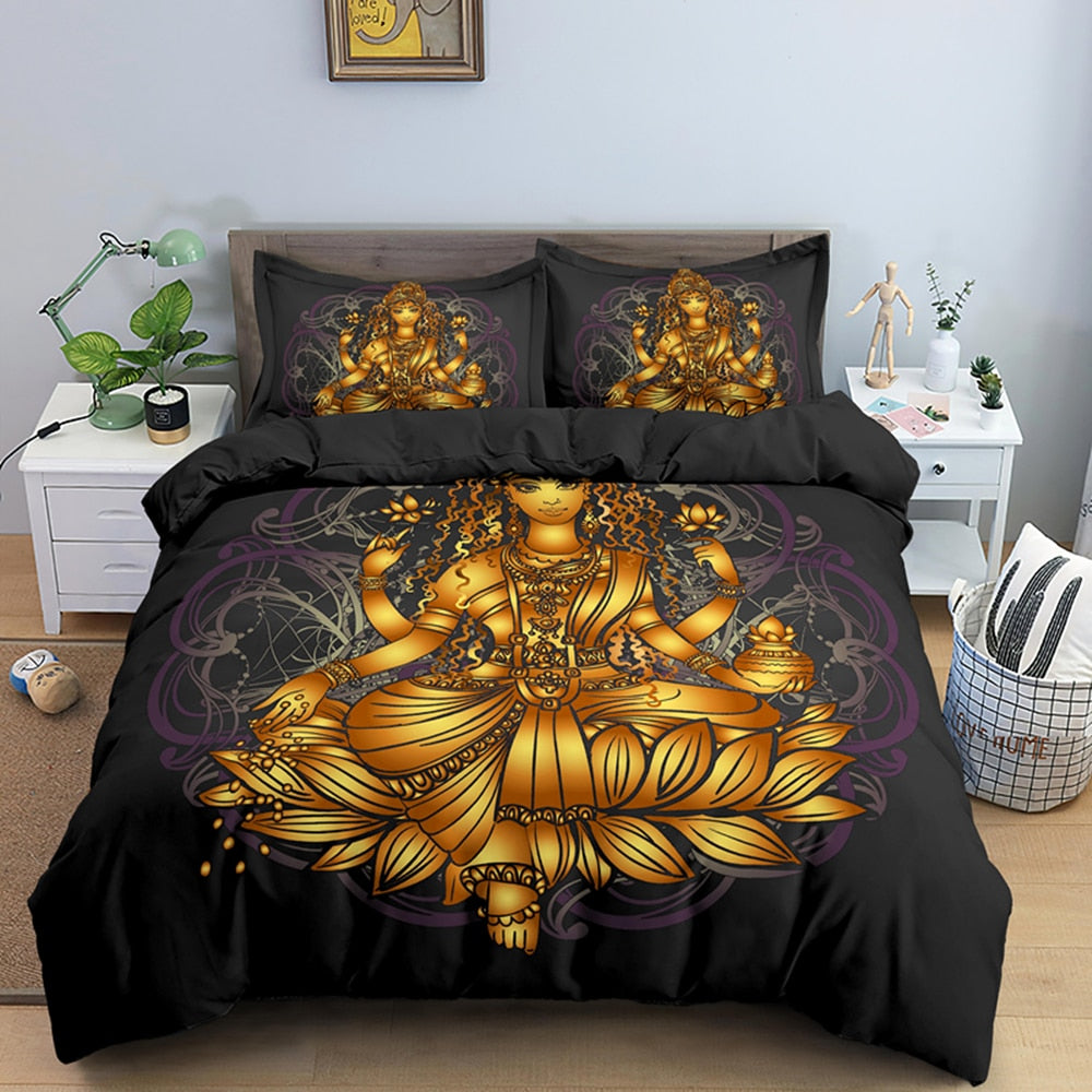 3D Buddha Print Bedding Set Meditation Duvet Covers With Pillow Cover Case Home Decor Bed Clothes Double Queen King Size