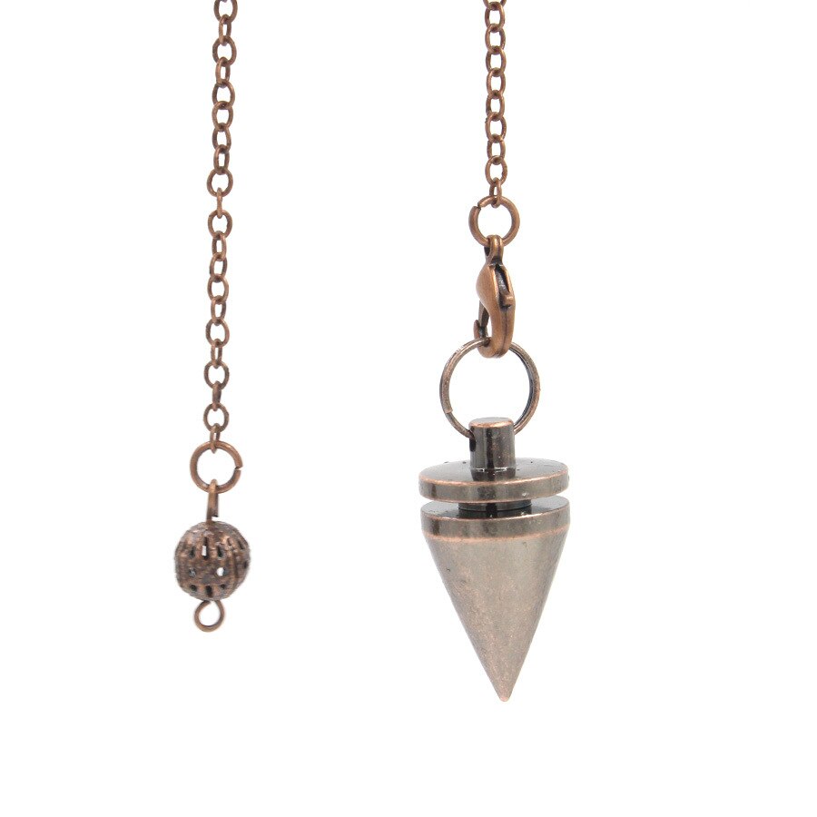 Cone Metal Pendulum For Dowsing Reiki Healing Amulet Copper Chain Wicca Metaphysical Pendule Fashion Jewelry Gift