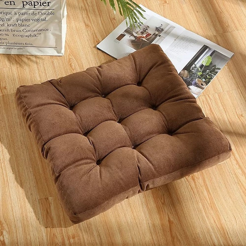 Inyahome Square Floor Seat Pillows Cushions Soft Thicken Yoga Meditation Cushion Pouf Tufted Corduroy Tatami Floor Pillow