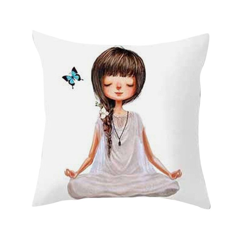 Yoga Meditation Pillowcase Decoration Car Sofa Cushion Cover Waist Cushion Home Decor Bedroom Decorative Sofa Car Throw Pillows
