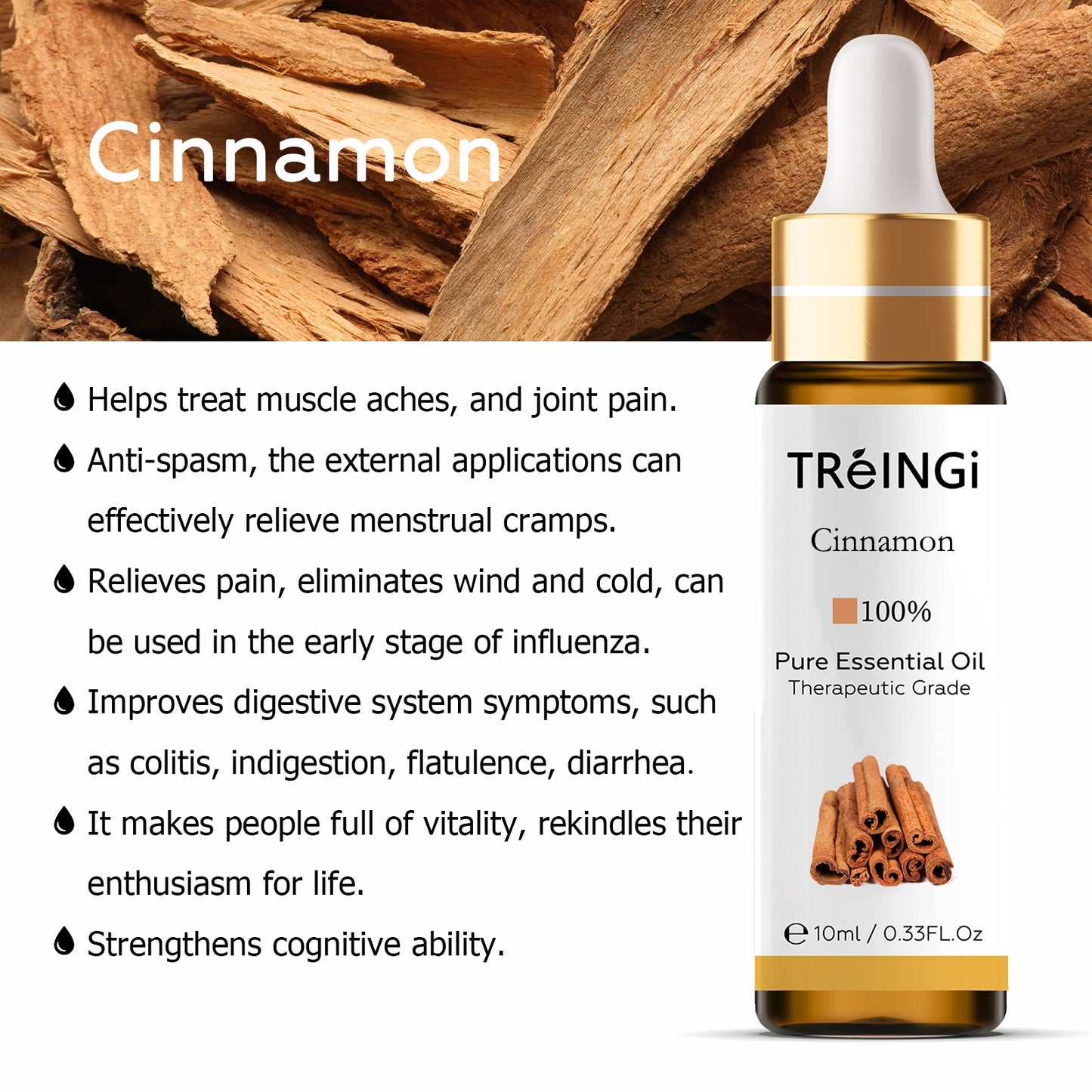 10ml Pure Natural Sandalwood Essential Oils Jasmine Lavender Rose Vanilla Mint Sage Cinnamon Bergamot Tea Tree Oil with Dropper