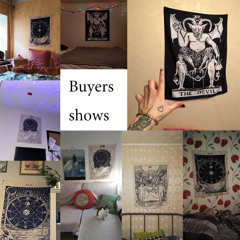Tarot tapestry wall hanging bedroom wall decoration hanging cloth astrology divination bed cover 95*73cm