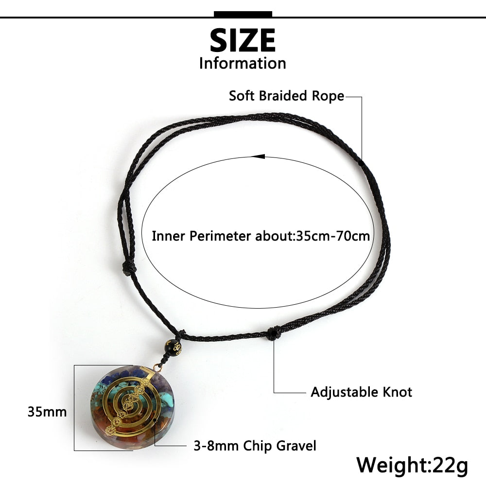 Energy Generator Orgone Amulet 7 Chakras Pendant Necklace Orgonite Meditation Balance EMF Protection Sweater Chain Jewelry