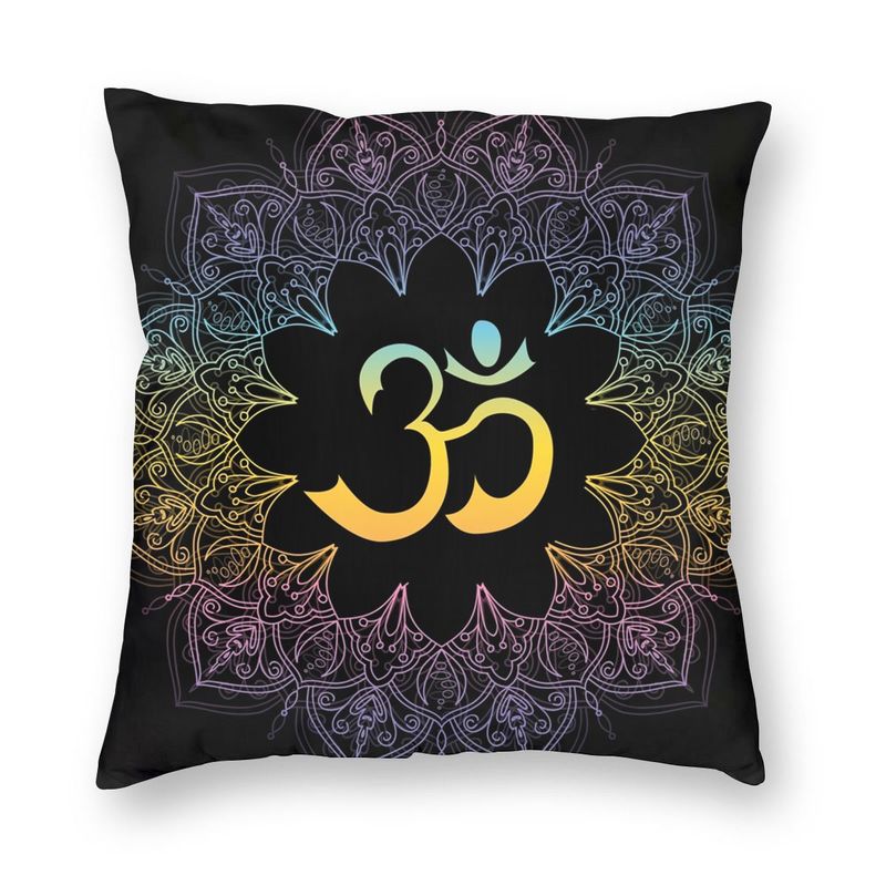 Mandala Om Symbol Cushion Cover Double Side 3D Print Yoga Buddhism Aum Meditation Throw Pillow Case for Living Room Pillowcase