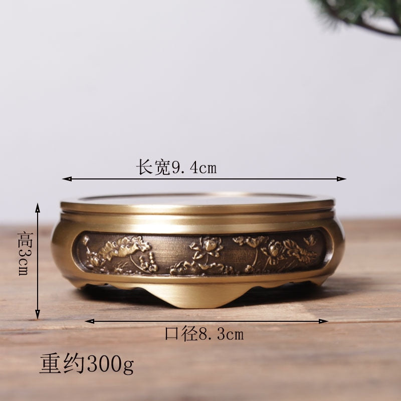 craftsman antique copper incense burner pure copperHome decoration household Zen Xuande stove plate sandalwood burner carving