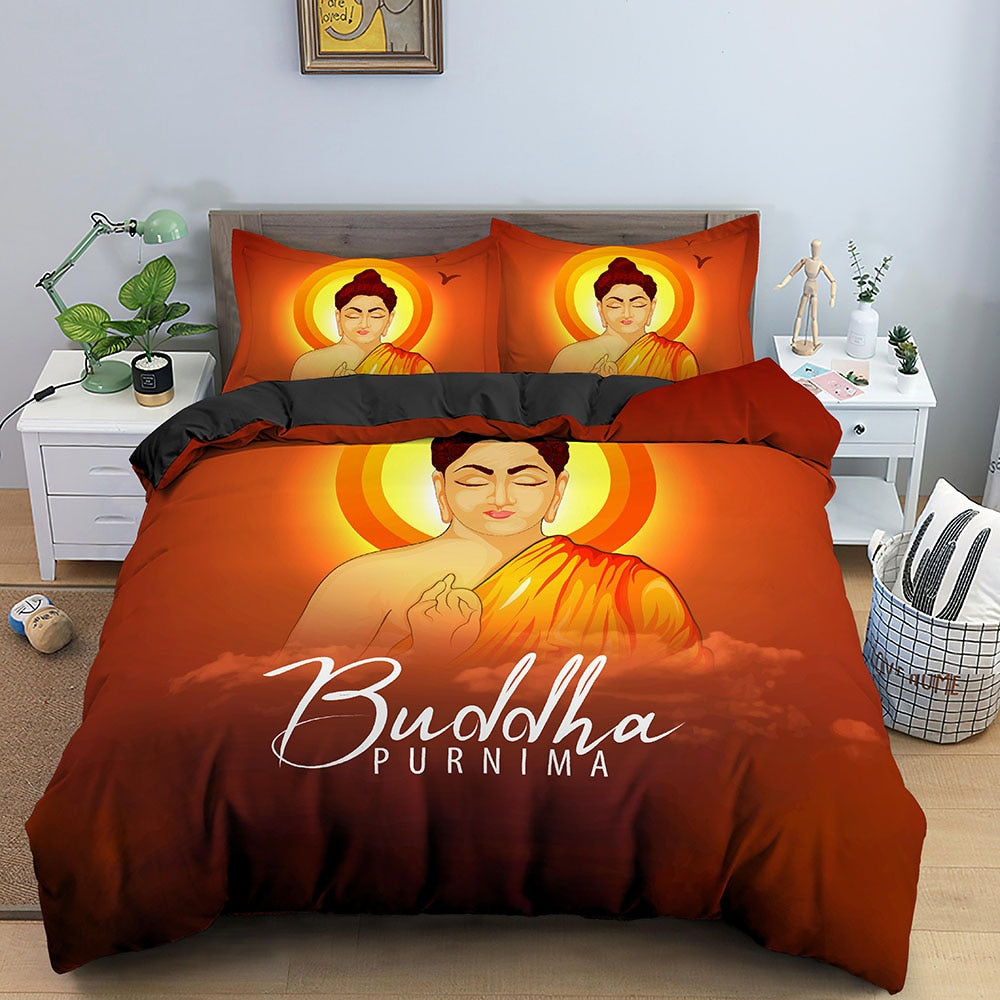 3D Buddha Print Bedding Set Meditation Duvet Covers With Pillow Cover Case Home Decor Bed Clothes Double Queen King Size