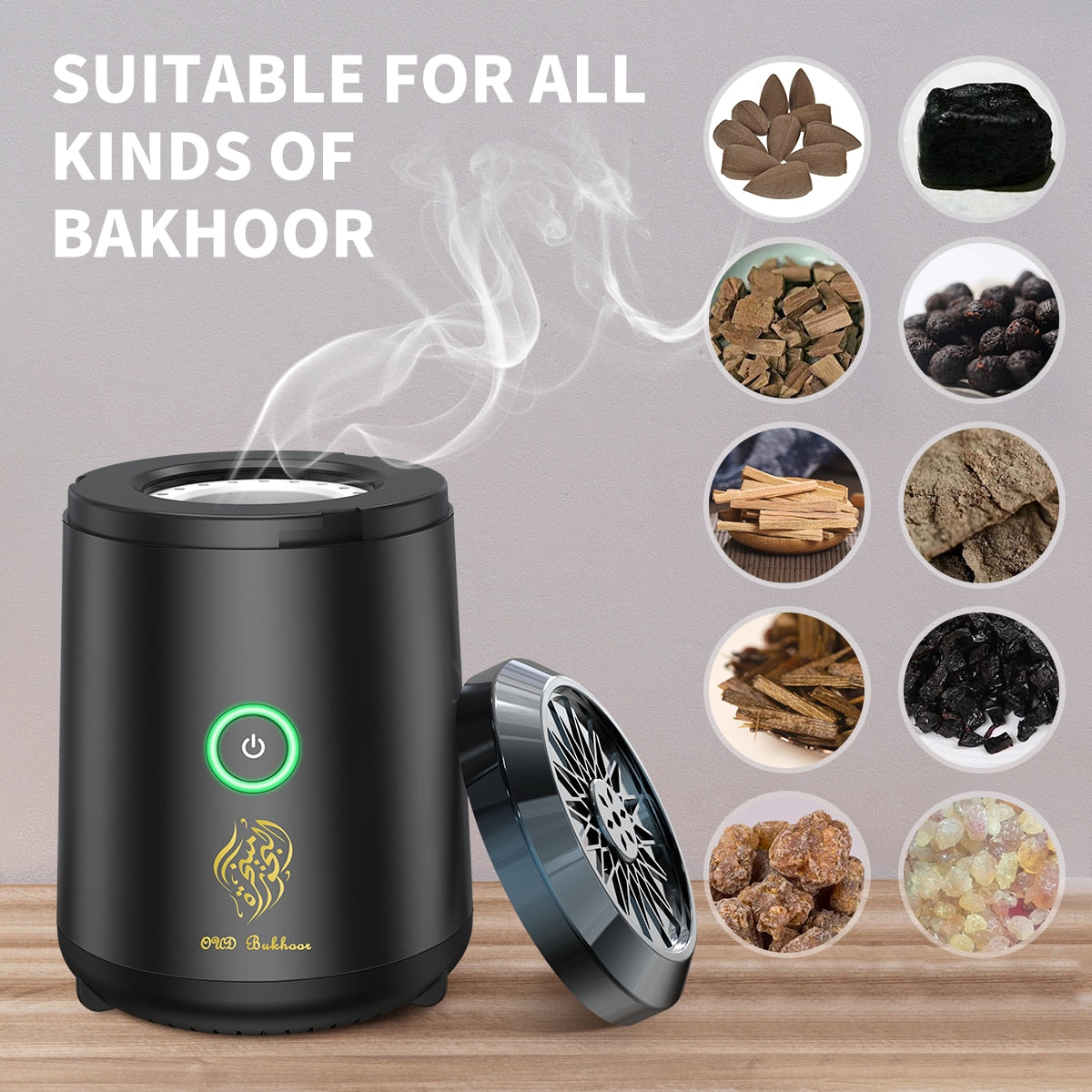 Portable mini Incense Burner Bakhoor Rechargeable USB Aroma Diffuser Electric Arabic Incense Holder Muslim Home Decoration