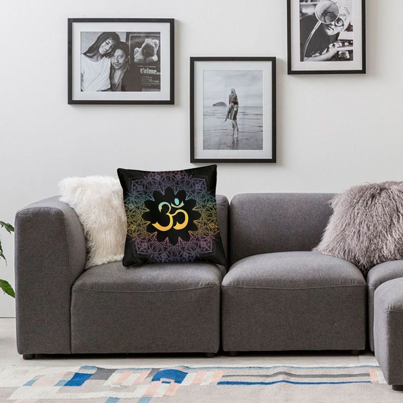 Mandala Om Symbol Cushion Cover Double Side 3D Print Yoga Buddhism Aum Meditation Throw Pillow Case for Living Room Pillowcase