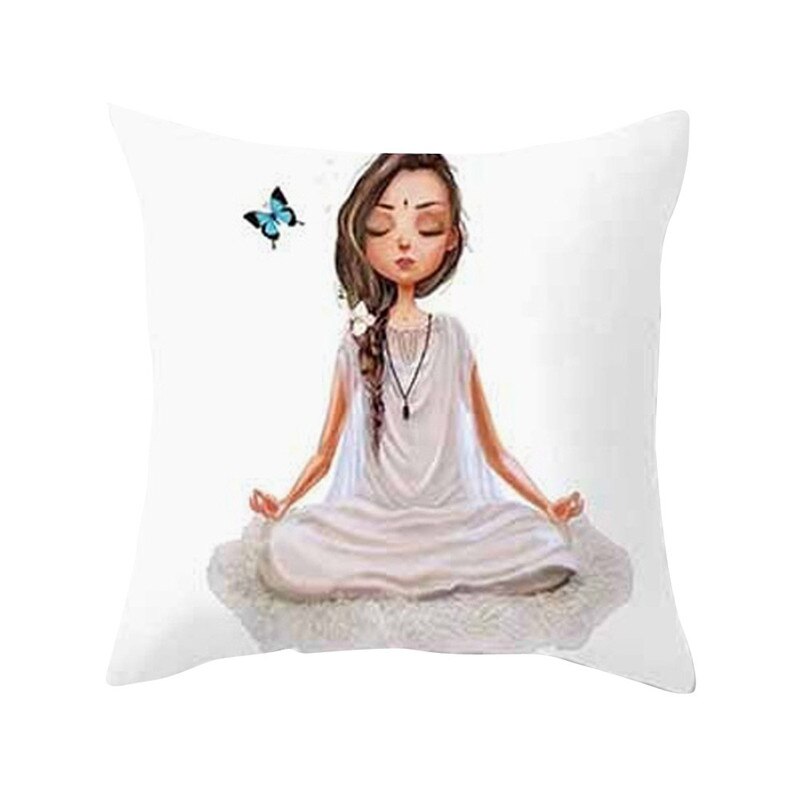 Yoga Meditation Pillowcase Decoration Car Sofa Cushion Cover Waist Cushion Home Decor Bedroom Decorative Sofa Car Throw Pillows