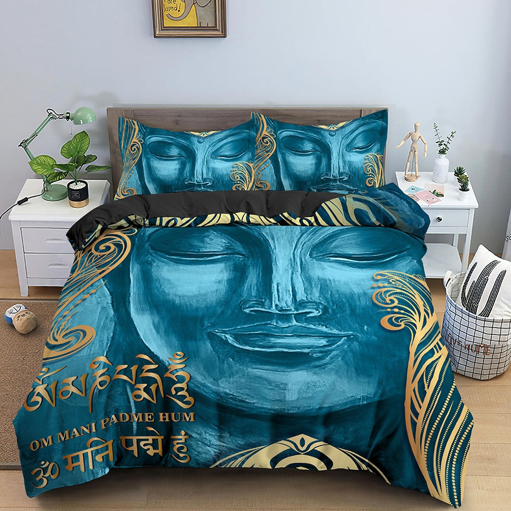 3D Buddha Print Bedding Set Meditation Duvet Covers With Pillow Cover Case Home Decor Bed Clothes Double Queen King Size