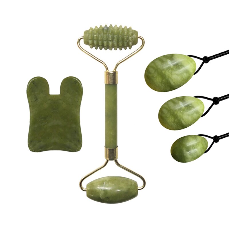 Natural Jade Roller Face Massager Real Stone Gouache Scraper For Face Yoni Eggs Kegel Exerciser Facial Massagers Crystal  Roller