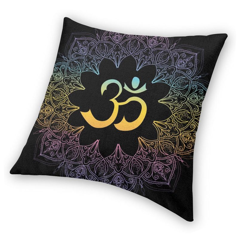 Mandala Om Symbol Cushion Cover Double Side 3D Print Yoga Buddhism Aum Meditation Throw Pillow Case for Living Room Pillowcase
