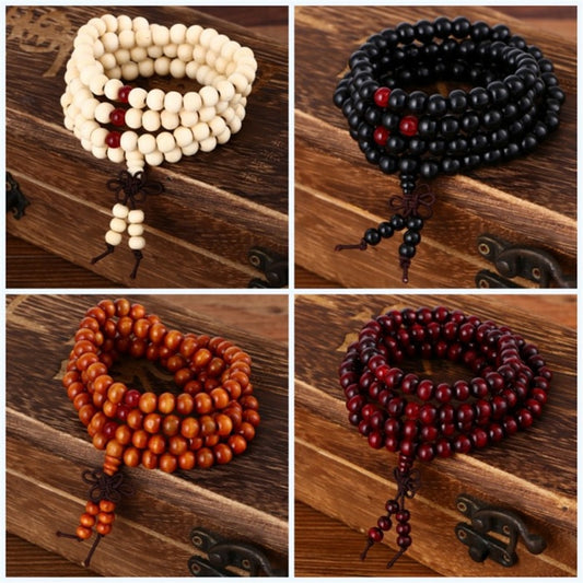 Trendy 8mm 108 Natural Wooden beads Tibetan Buddhist Meditation Bracelet For Men Women Bangles Jewelry