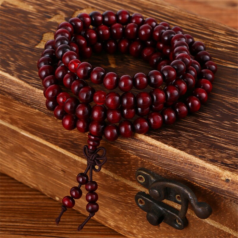Trendy 8mm 108 Natural Wooden beads Tibetan Buddhist Meditation Bracelet For Men Women Bangles Jewelry