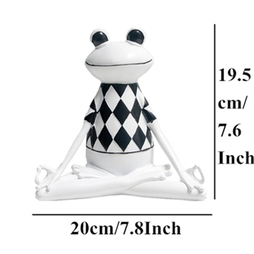 VILEAD Yoga Frog Figurines Meditation Animal Ornaments Resin Statue Living Room Bedroom Interior Decor Office Home Decoration