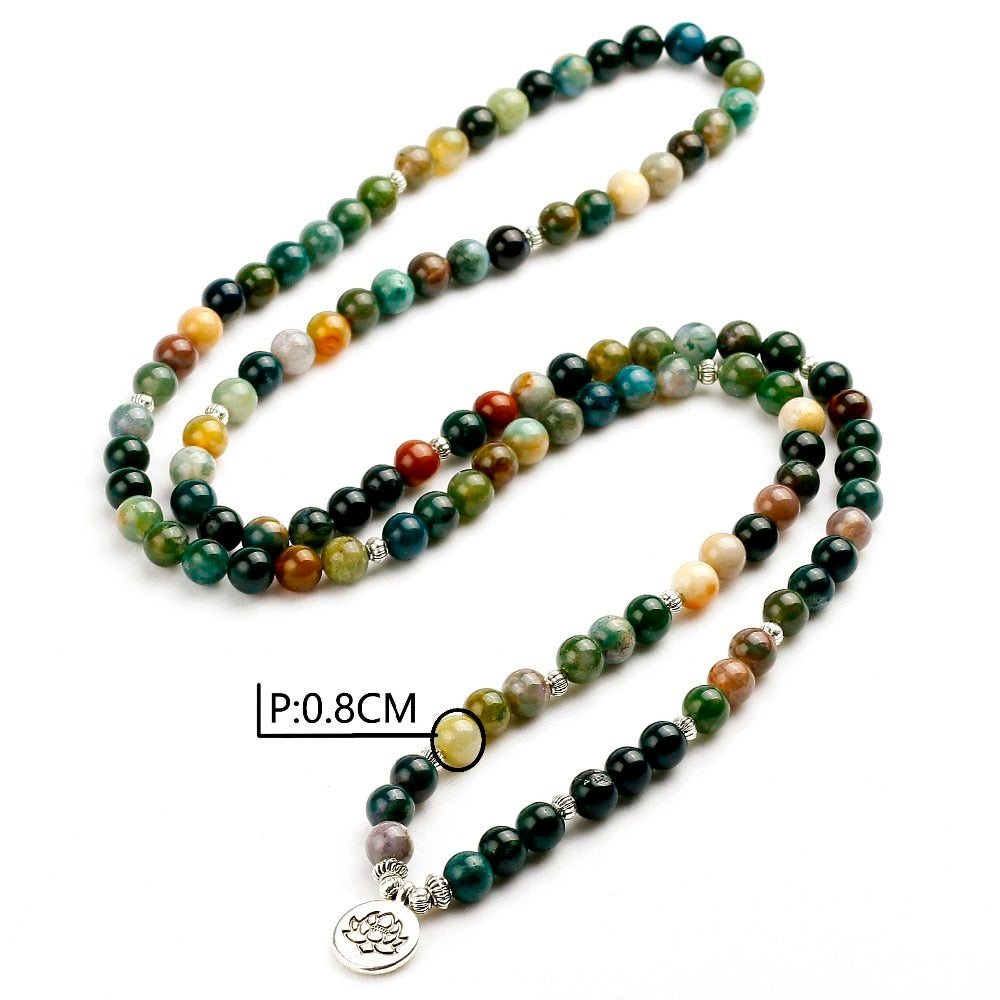 108 Tibetan Buddhist Mala Natural India Onyx Stone Bead Dual-use Women Necklace Men Bracelet Yoga Prayer for Meditation Gift