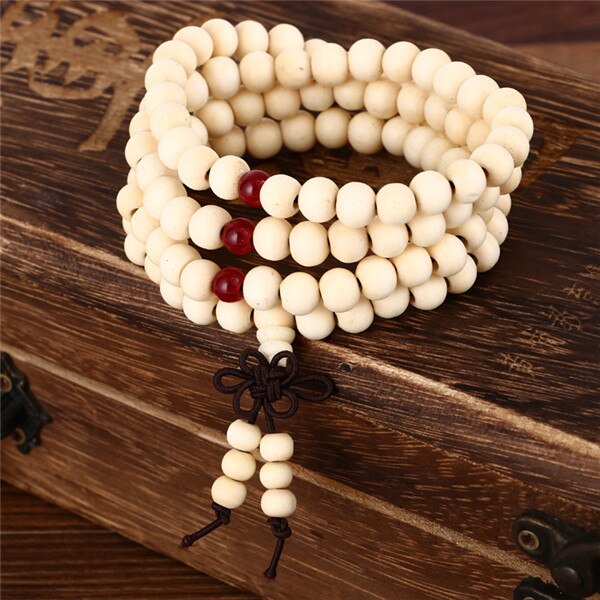 Trendy 8mm 108 Natural Wooden beads Tibetan Buddhist Meditation Bracelet For Men Women Bangles Jewelry