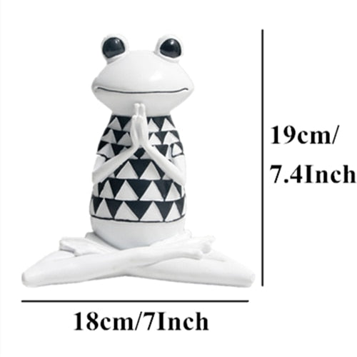 VILEAD Yoga Frog Figurines Meditation Animal Ornaments Resin Statue Living Room Bedroom Interior Decor Office Home Decoration