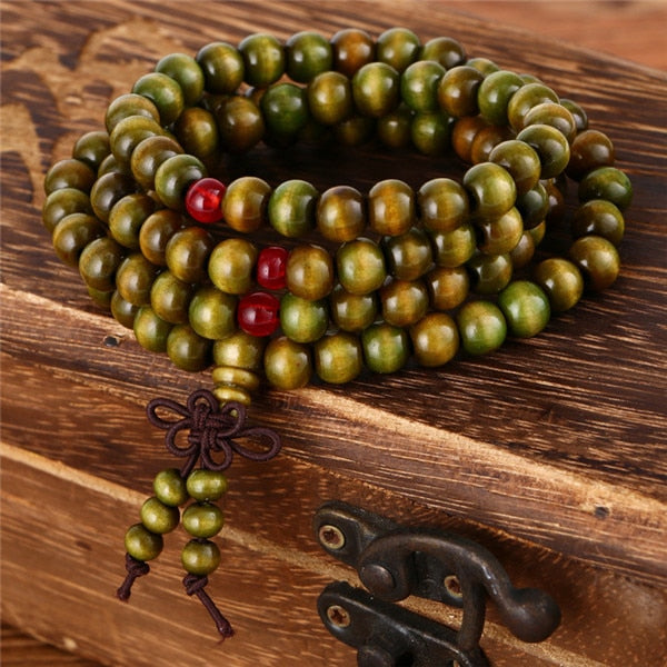 Trendy 8mm 108 Natural Wooden beads Tibetan Buddhist Meditation Bracelet For Men Women Bangles Jewelry