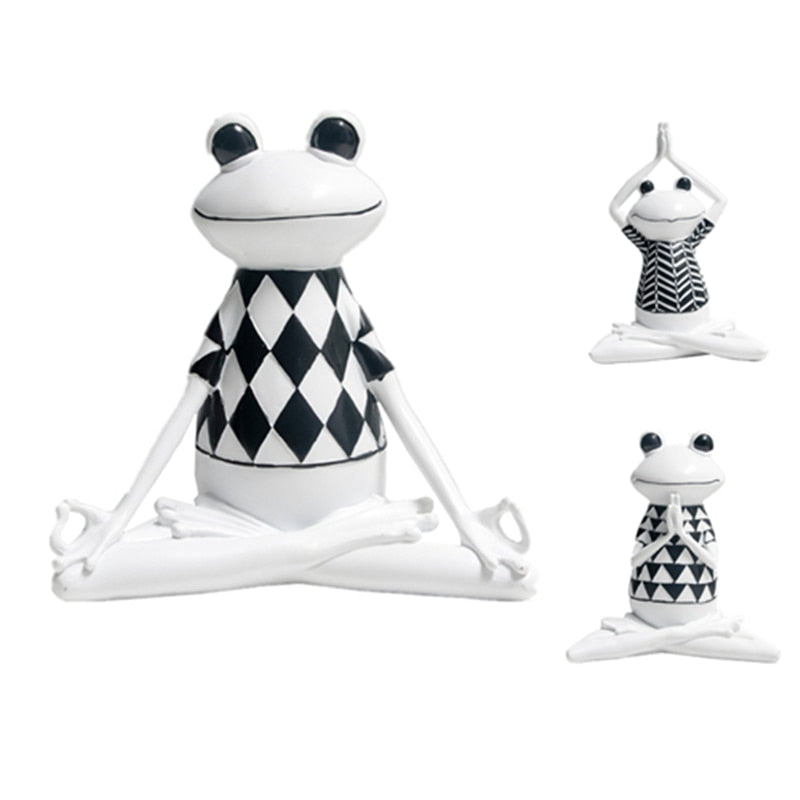 VILEAD Yoga Frog Figurines Meditation Animal Ornaments Resin Statue Living Room Bedroom Interior Decor Office Home Decoration