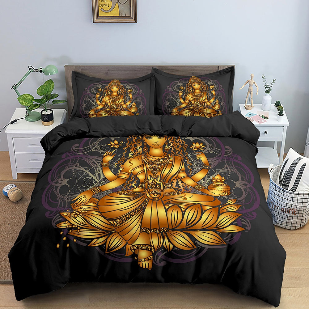3D Buddha Print Bedding Set Meditation Duvet Covers With Pillow Cover Case Home Decor Bed Clothes Double Queen King Size