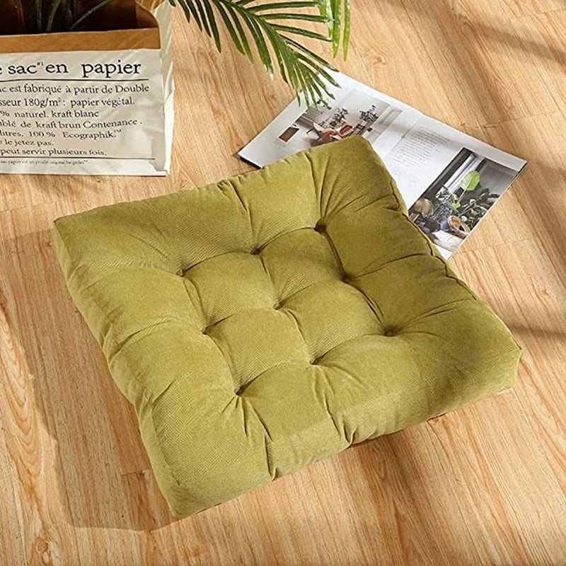 Inyahome Square Floor Seat Pillows Cushions Soft Thicken Yoga Meditation Cushion Pouf Tufted Corduroy Tatami Floor Pillow