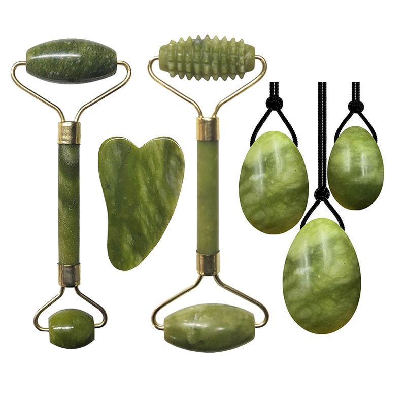 Natural Jade Roller Face Massager Real Stone Gouache Scraper For Face Yoni Eggs Kegel Exerciser Facial Massagers Crystal  Roller