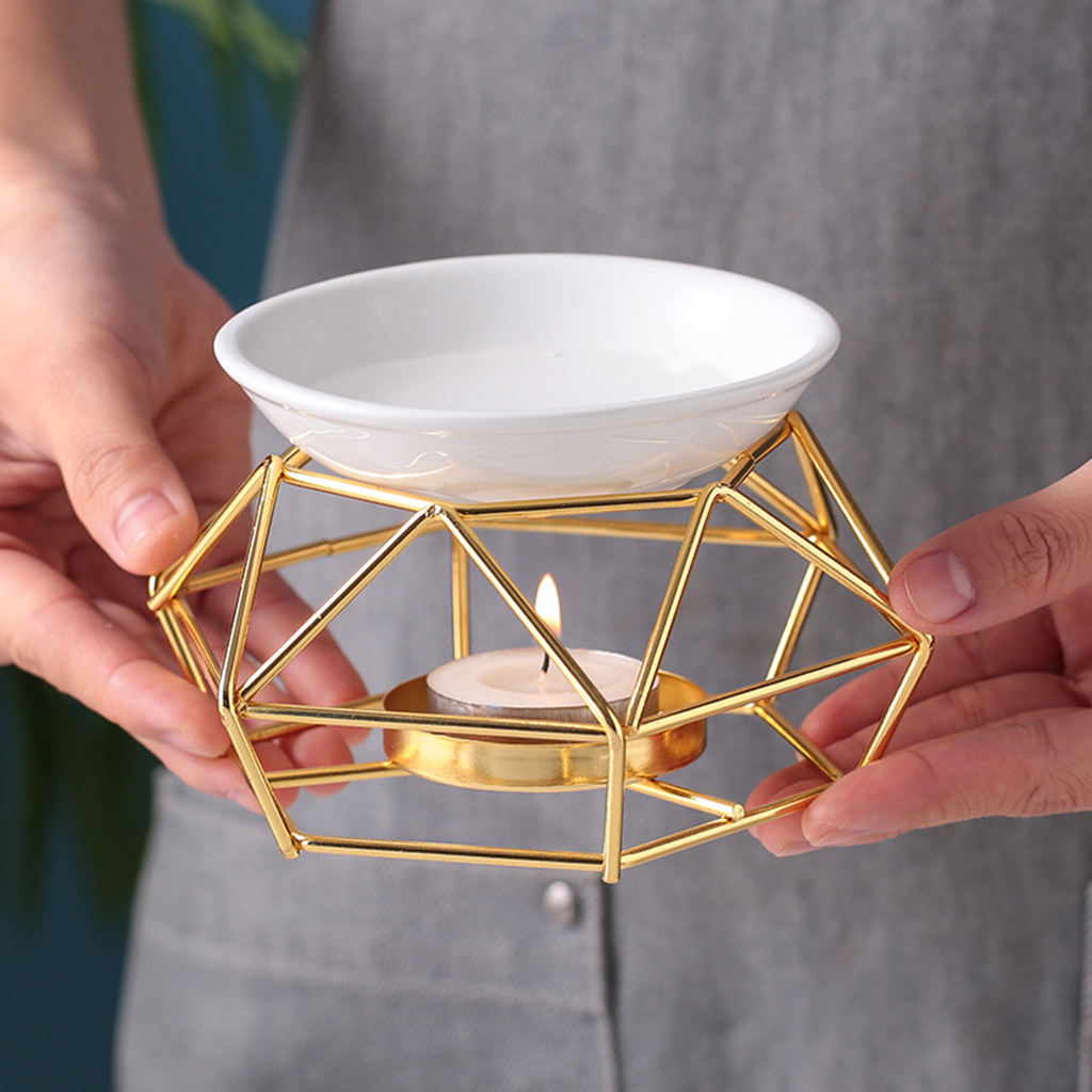 Geometric Fragrance Essential Oil Burner Incense Aroma Diffuser Warmer Spa Living Room Decor Aromatherapy Durable