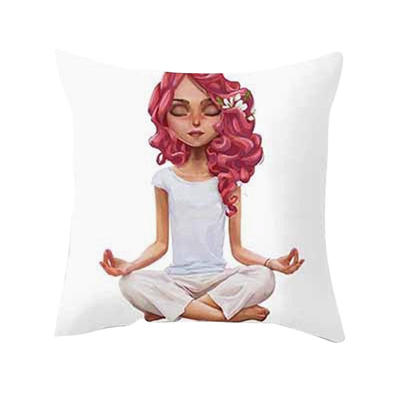 Yoga Meditation Pillowcase Decoration Car Sofa Cushion Cover Waist Cushion Home Decor Bedroom Decorative Sofa Car Throw Pillows