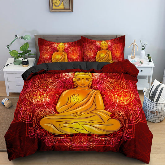 3D Buddha Print Bedding Set Meditation Duvet Covers With Pillow Cover Case Home Decor Bed Clothes Double Queen King Size