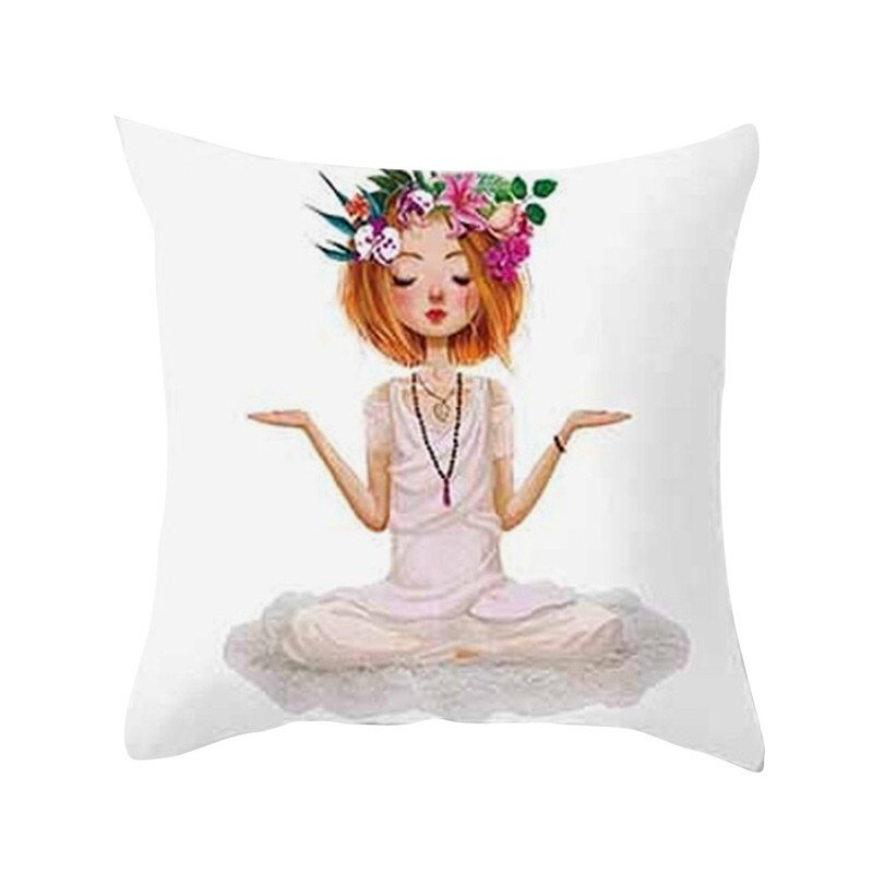 Yoga Meditation Pillowcase Decoration Car Sofa Cushion Cover Waist Cushion Home Decor Bedroom Decorative Sofa Car Throw Pillows