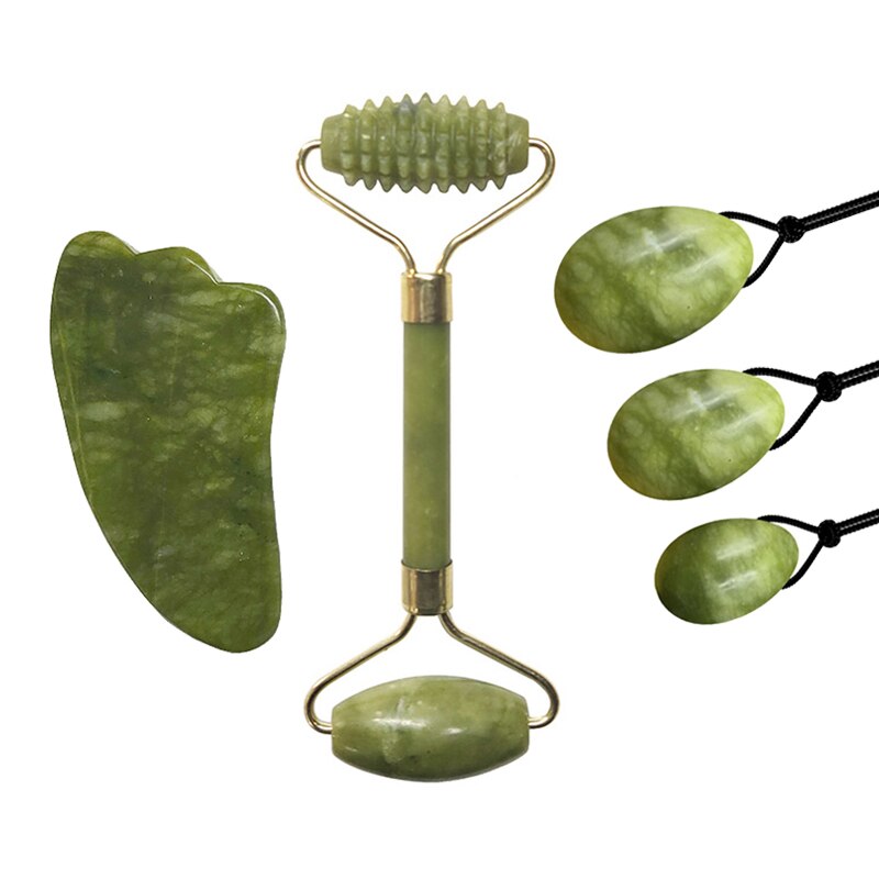 Natural Jade Roller Face Massager Real Stone Gouache Scraper For Face Yoni Eggs Kegel Exerciser Facial Massagers Crystal  Roller