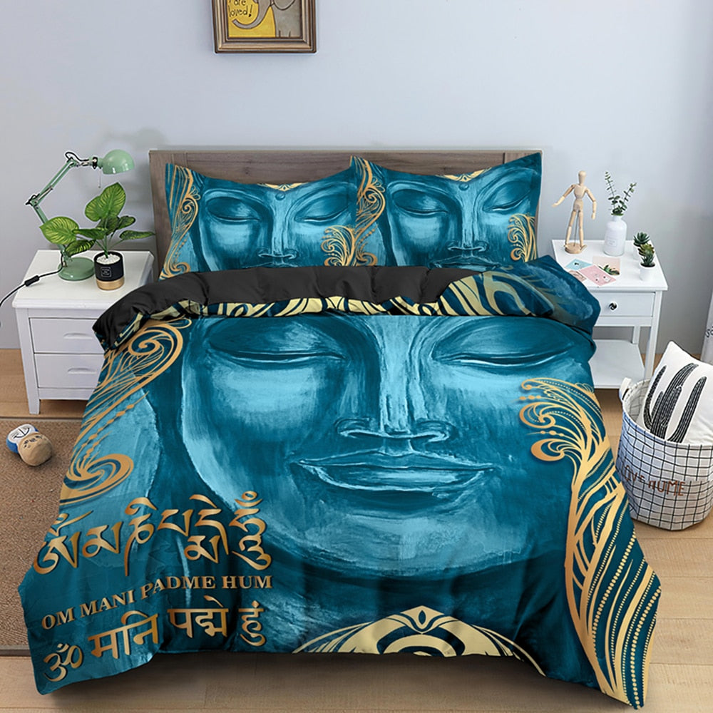 3D Buddha Print Bedding Set Meditation Duvet Covers With Pillow Cover Case Home Decor Bed Clothes Double Queen King Size
