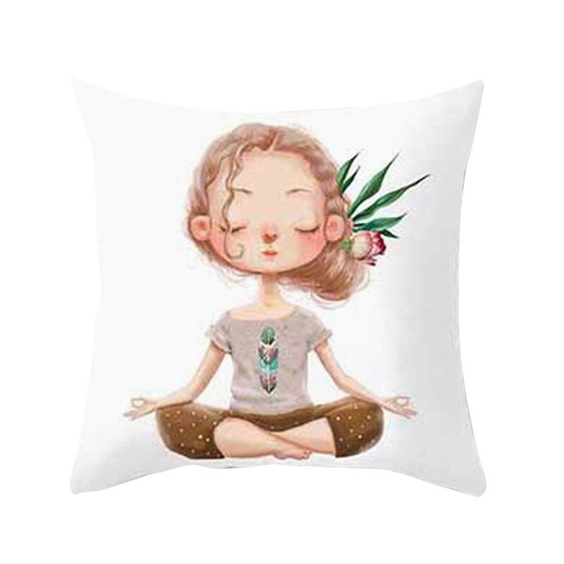 Yoga Meditation Pillowcase Decoration Car Sofa Cushion Cover Waist Cushion Home Decor Bedroom Decorative Sofa Car Throw Pillows