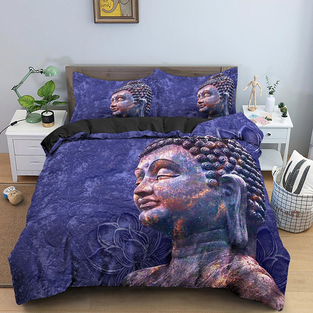 3D Buddha Print Bedding Set Meditation Duvet Covers With Pillow Cover Case Home Decor Bed Clothes Double Queen King Size